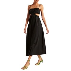 Abercrombie & Fitch Bubble Top Poplin Maxi Dress with Side Cut Outs